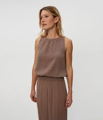 Michael Stars Janelle Tie Neck Tank In Cobblestone