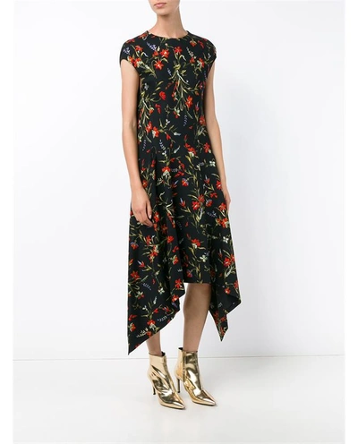 Shop Balenciaga Floral Print Asymmetric Dress