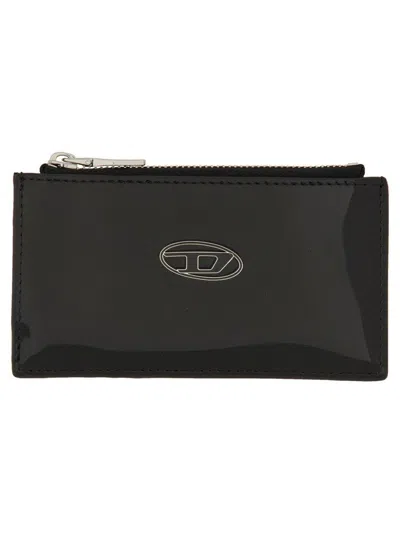 Diesel Play Iii Patent Leather Cardholder In Black