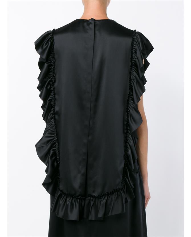 Simone Rocha Sleeveless Ruffle Silk Dress In Black | ModeSens