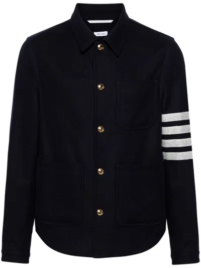 Thom Browne '4-bar Utility' Single-breasted Jacket In Blue