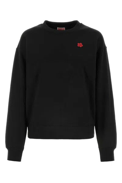Kenzo Boke Flower Embroidered Cotton Sweatshirt Clothing In Black
