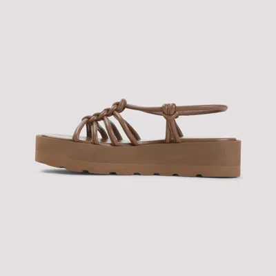 Gianvito Rossi Camel Brown Caged Slingback Sandals In Beige