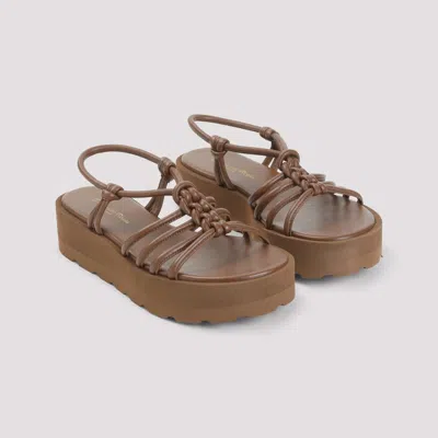 Gianvito Rossi Camel Brown Caged Slingback Sandals In Beige