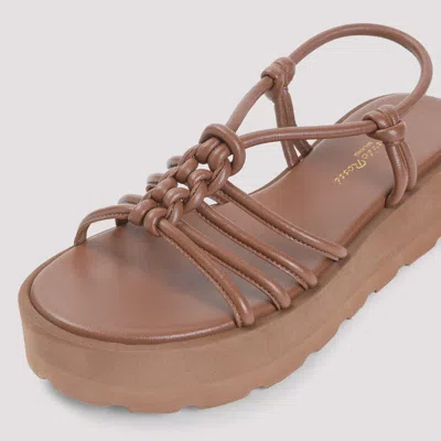 Gianvito Rossi Camel Brown Caged Slingback Sandals In Beige