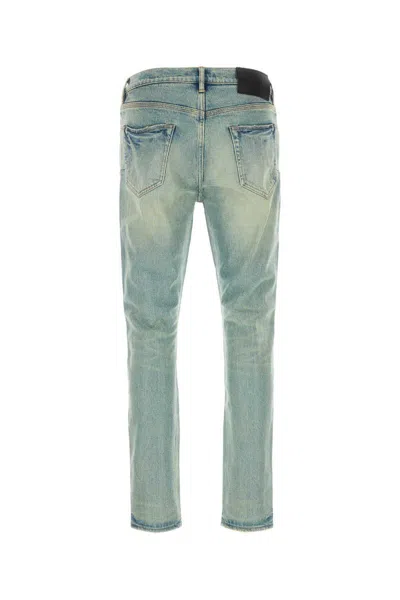 Purple Brand Light Blue Jeans With Belt Loops And Logo Patch On The Rear In Blue