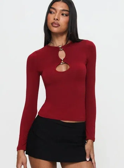PRINCESS POLLY LOWER IMPACT ORLAITH CUT OUT LONG SLEEVE TOP 