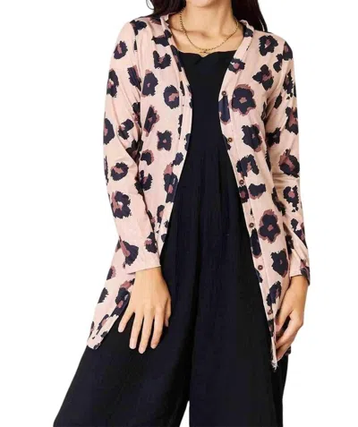 Double Take Chic Button-up Cardigan With Print In Leopard In Multi