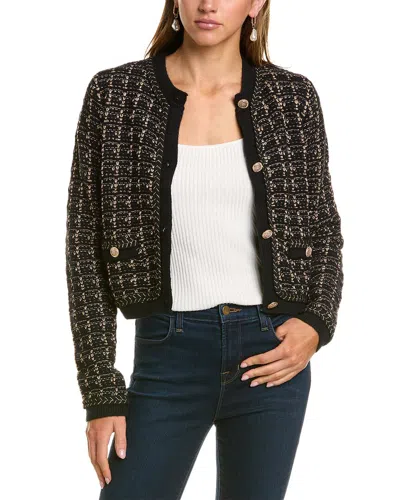 Lea & Viola Women's Boucle Crewneck Cardigan In Black