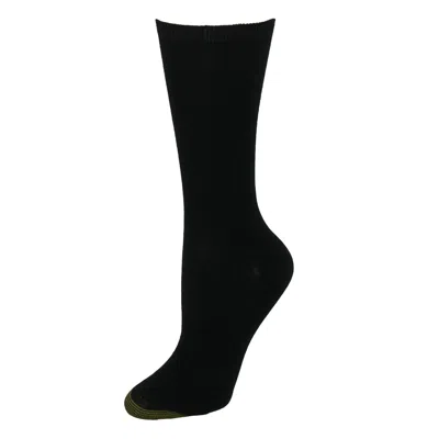 Gold Toe Women's Non Binding Ribbed Crew Socks (3 Pair Pack) In Black