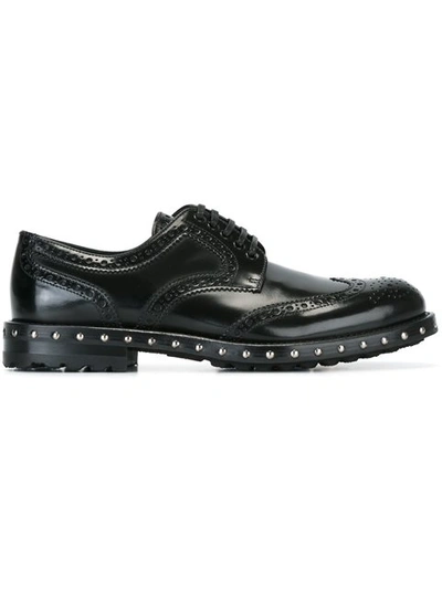 Shop Dolce & Gabbana Studded Brogues In Black