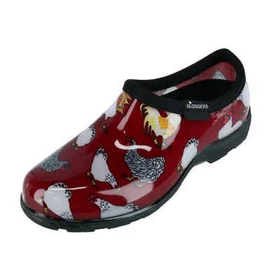 Sloggers Women's Chicken Print Short Rain And Garden Shoes In Red