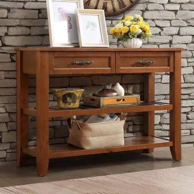 Streamdale Furniture Streamdale Mid-century Style Solid Wood Console Table With Storage