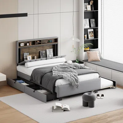 Streamdale Furniture Streamdale Upholstered Platform Bed With Storage & Usb Ports