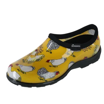 Sloggers Women's Chicken Print Short Rain And Garden Shoes In Yellow