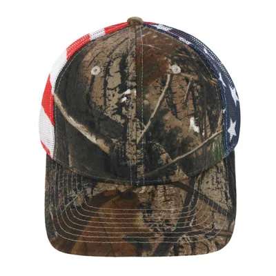 Kati Men's Real Tree Camo Trucker Hat With American Flag Mesh Back In Brown
