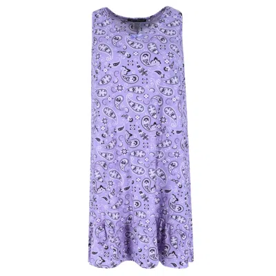 5 More Minutes Women's Paisley Sleeveless Sleep Gown In Purple