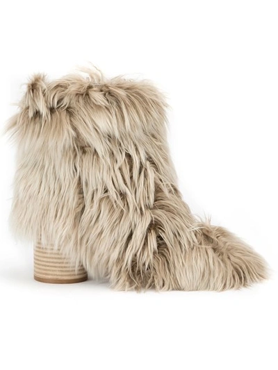 Maison Margiela 80mm Socks Alpaca Ankle Boots, Beige