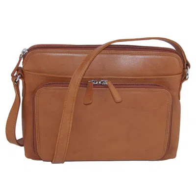 Ctm Women's Leather Shoulder Bag Purse With Side Organizer In Multi