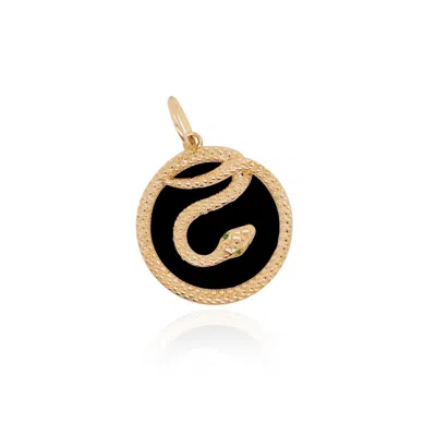 The Lovery Onyx Snake Charm In Black