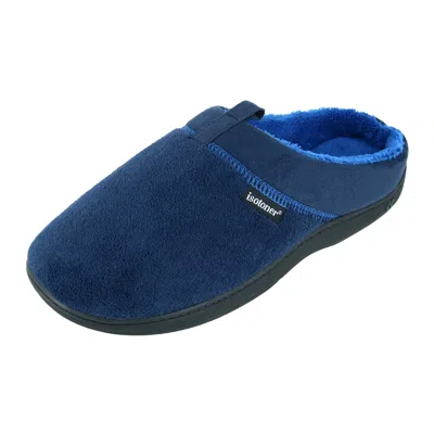 Isotoner Men's Microterry Jared Hoodback Slippers In Blue