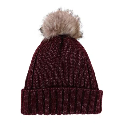 Ctm Women's Metallic Shimmer Winter Knit Lined Beanie With Pom In Pink