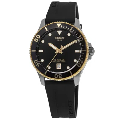 Tissot Seastar 1000 Quartz Black Dial Rubber Strap Men's Watch In Black