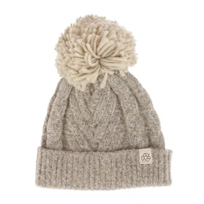 David & Young Women's Chevron Knit Winter Beanie With Matching Yarn Pom In Beige