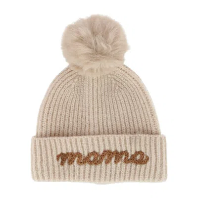 David & Young Women's Mama Knit Winter Beanie With Matching Pom In White