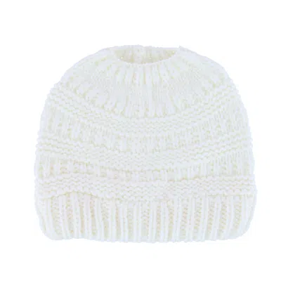 Ctm Women's Ponytail Winter Beanie Knit Hat In Multi