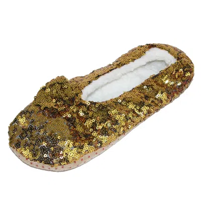 Alotta Knits Women's Sequins Ballerina Slippers With Sherpa Fleece Lining In Gold