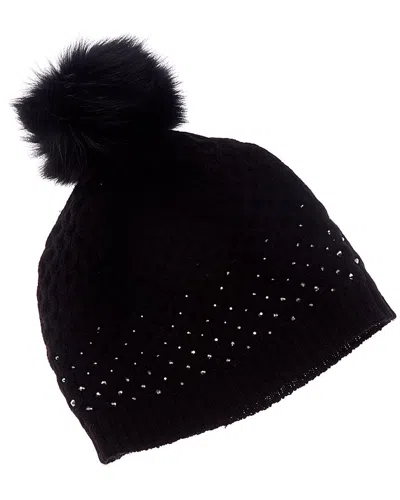 Forte Cashmere Textured Crystal Wool & Cashmere-blend Hat In Black