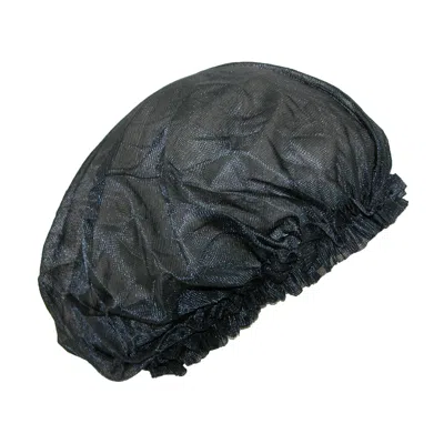 Ctm Women's Satin Jumbo Hair Roller Sleep Cap With Elastic In Black