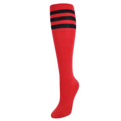 Ctm Women's Julietta Fashion Knee-high Striped Socks (1 Pair) In Red