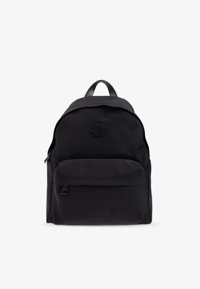 Moncler Pierrick Backpack Front Zip-fastening Pocket In Black