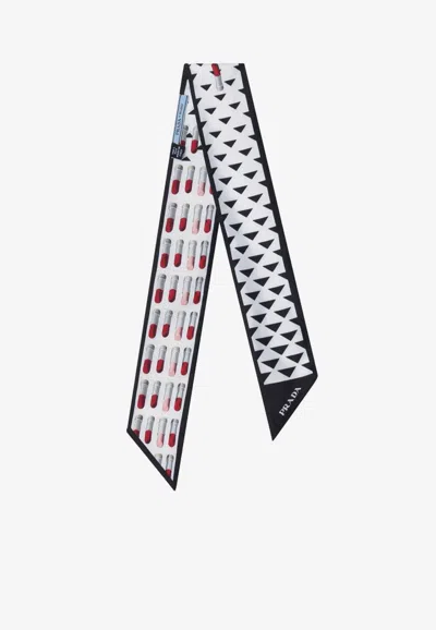Prada Geometric Pattern Silk Scarf In Multicolor