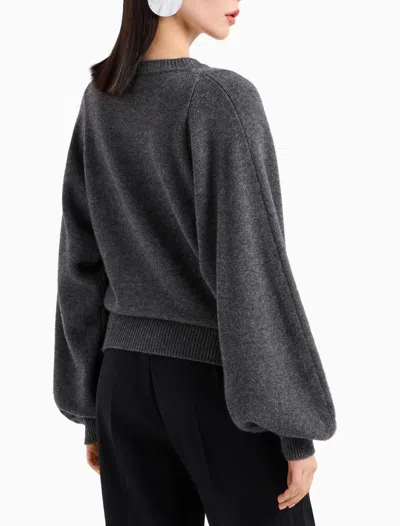 Emporio Armani Asv Balloon-sleeve Jumper In A Cashmere And Virgin Wool Blend In Grigio Sc. Mel