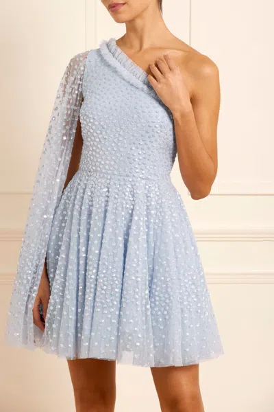 Needle & Thread Scatter Dot One-shoulder Mini Dress In Blue