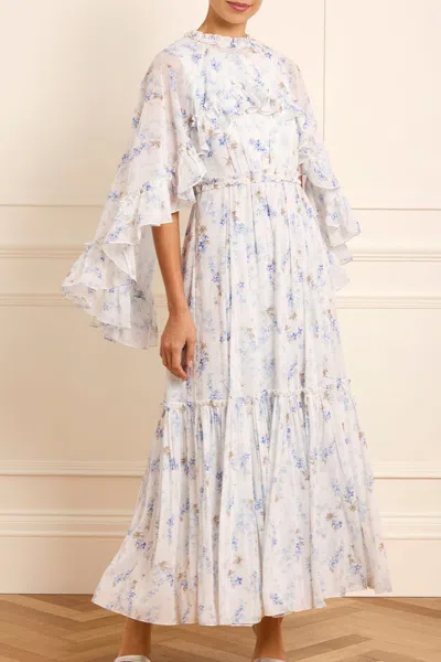 Needle & Thread Ophelia Ditsy Harper Chiffon Cape Ankle Gown In Multi