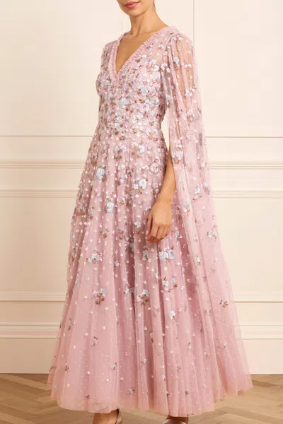 Needle & Thread Dahlia Floral-embroidered Tulle Gown In Purple