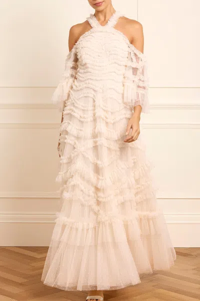 Needle & Thread Bronte Off-shoulder Gown In Champagne