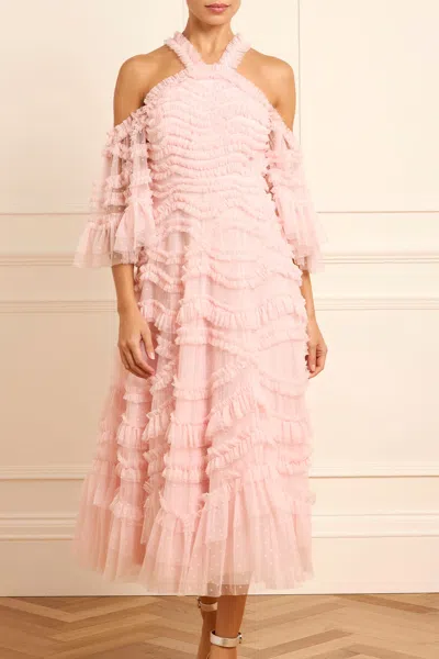 Needle & Thread Bronte Off-the-shoulder Ruffled Tulle Gown In Pink