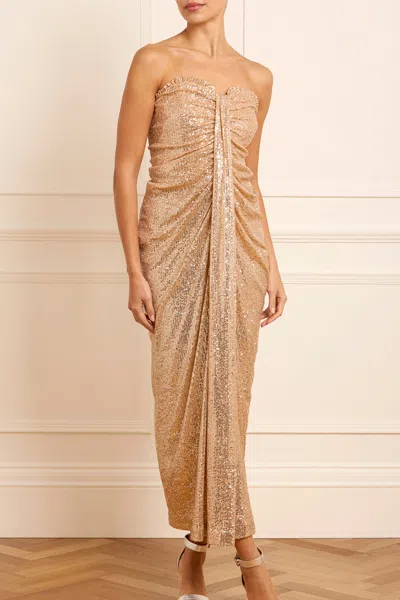 Needle & Thread Amora Strapless Ankle Gown In Gold