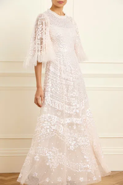 Needle & Thread Anais Sequin Gown In Champagne