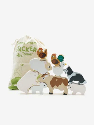Le Toy Van Farmyard Stacking Animals & Bag-10 Piece (w:7 X D:2 X H:6cm) One Size Multicoloured By Ch In Multicoloured