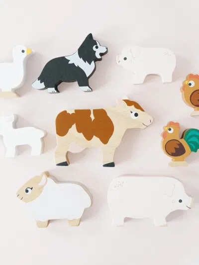 Le Toy Van Farmyard Stacking Animals & Bag-10 Piece (w:7 X D:2 X H:6cm) One Size Multicoloured By Ch In Multicoloured