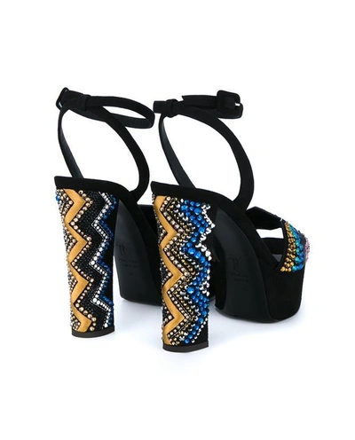 Shop Giuseppe Zanotti Suede Crystal Embellished Platform Sandals