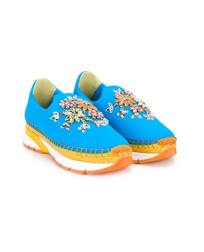 Shop Dolce & Gabbana Embellished Slip-on Espadrille Sneakers