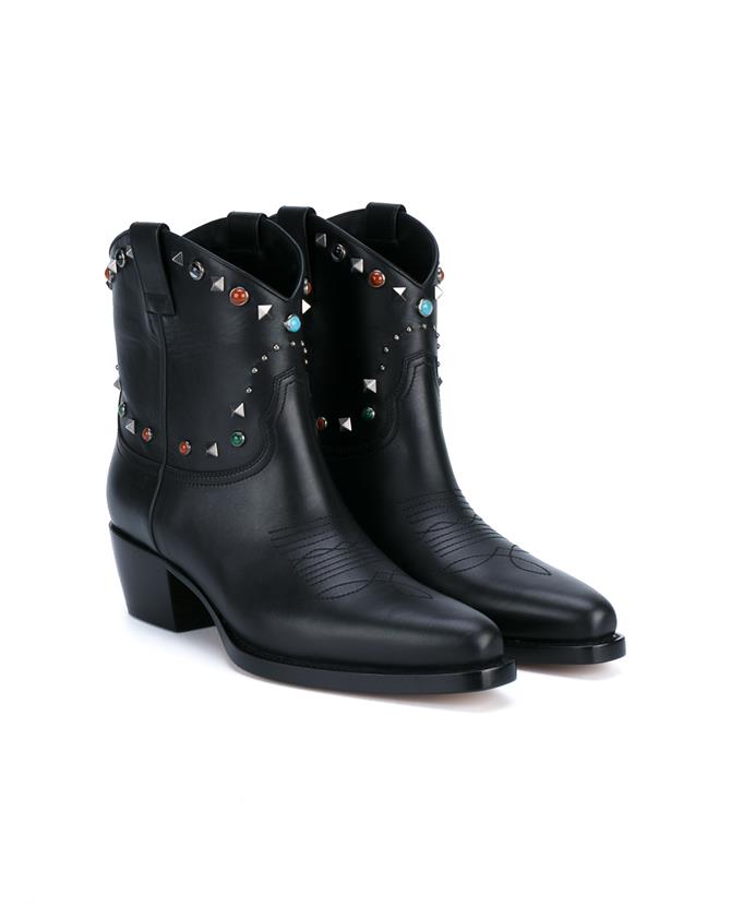 Valentino Garavani 'texan Rockstud Rolling' Cowboy Boots In Black ...