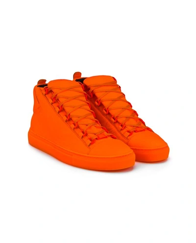 Shop Balenciaga Arena High-top Leather Sneakers